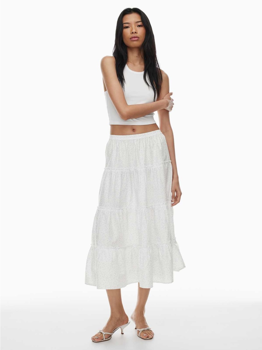 Sunday Best Tiered White Midi Skirt - Women's